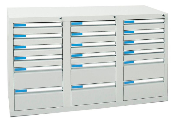 armoire à tiroirs émoussés série ESTA, RAL 7035/7035, 18 tiroirs (12x100, 6x200 mm), 7603507