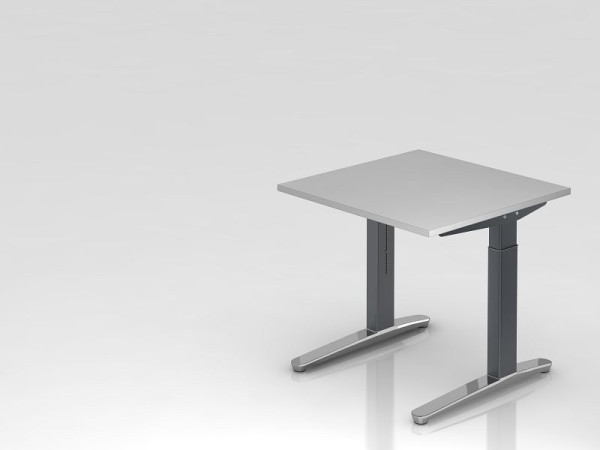 Bureau Hammerbacher pied C 80x80cm gris/graphite (poli), forme rectangulaire, VXB08/5/GC