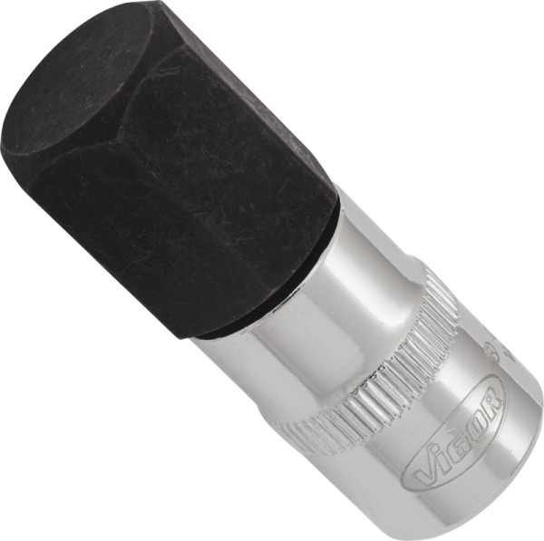 Embout de tournevis VIGOR, carré creux 10 mm (3/8 pouce), profil à six pans intérieurs, 17 mm, V6139