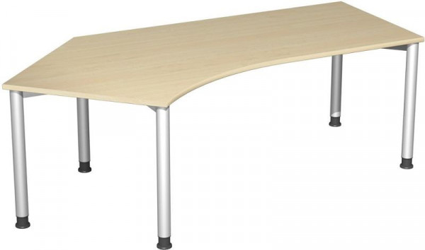 bureau geramöbel 135° gauche réglable en hauteur, 2166x1130x680-800, érable/argent, S-555315-AS