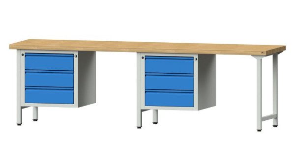 Établis ANKE Établi combiné, modèle 736 E, 2800 x 700 x 850 mm, RAL 7035/5012, BMP 50 mm, 511.009