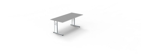 Bureau Kerkmann avec pied en C, forme 4, L 1800 x P 800 x H 680-820 mm, graphite, 11411212