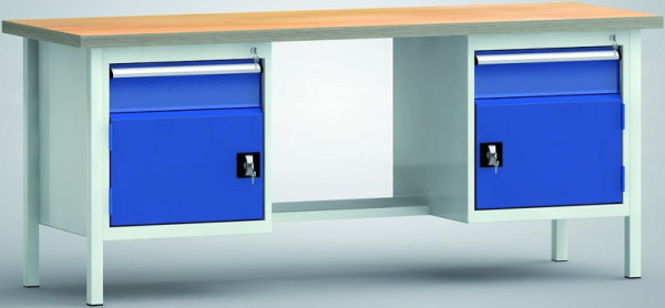 Etabli standard KLW, 2000 x 700 x 840 mm, avec plateau multiplex en hêtre, WS202N-2000M40-E2001