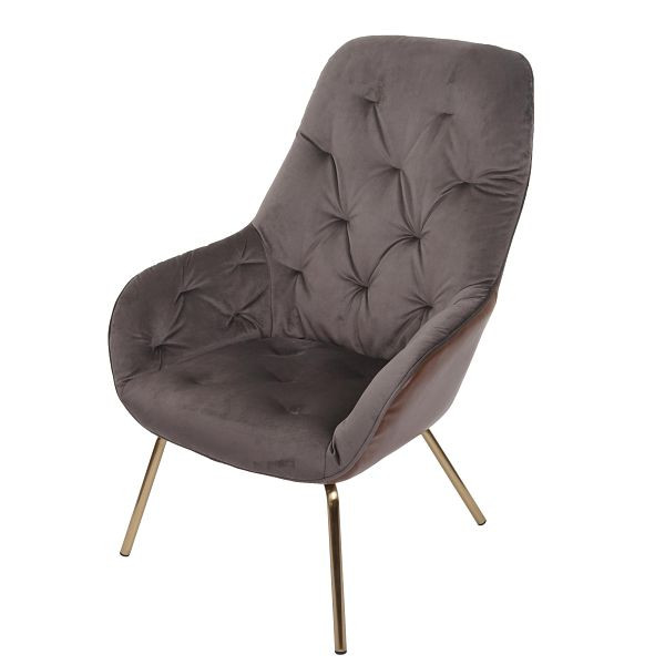 Chaise de salle à manger Mendler HWC-K26, chaise rembourrée, chaise de salon, chaise de cuisine avec accoudoirs, métal, velours, marron clair, 89604
