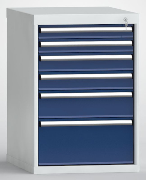 Armoire à tiroirs KLW H : 850 mm L : 572 mm P : 750 mm, dimension d'installation : 750 mm Division : 27x36 unités, avec 6 tiroirs, SEB0850-06NP-001