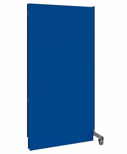 Cloison acoustique mobile DENIOS, panneau rapporté, L 1250, H 2500 mm, tôle perforée acoustique d'un côté, gris/bleu, 293116