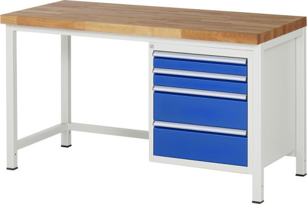 Etabli RAU série 8000 - modèle 8161, L1500 x P700 x H840-1040 mm, base système L1495 x P650 x H800-1000 mm, 03-8161A1-157B4H.11