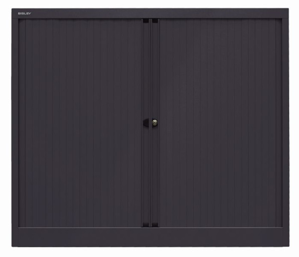 Armoire à volet roulant Bisley EuroTambour, 2 étagères, 2,5 OH, volet roulant noir, corps noir, ET412102S5633