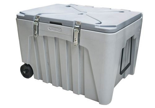 Caisse universelle DENIOS en plastique (PE), grise, verrouillable, avec roulettes, 167 litres, 247-514