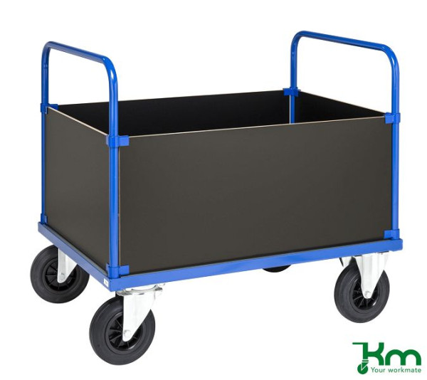 Chariot à bagages Kongamek, 2 roues avec freins, 1000x700x900mm, bords hauts, revêtement en poudre bleu, KM435-2HB