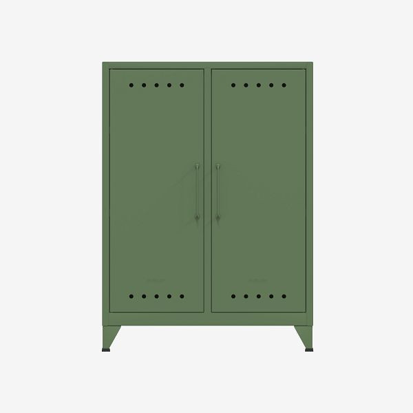Buffet central Bisley Fern, avec deux étagères fixes, vert olive (623), FERMID623