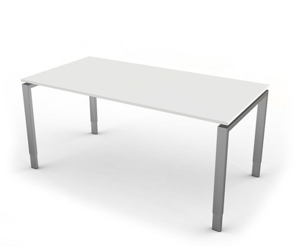 Bureau Kerkmann avec structure à 4 pieds, forme 5, L 1600 x P 800 x H 680-820 mm, blanc, 11413110