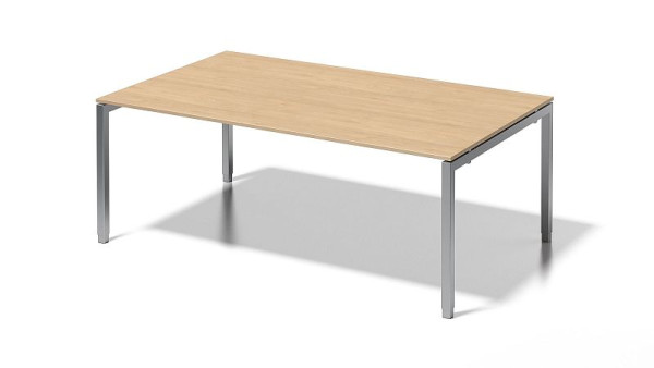Poste de travail de direction/table de conférence Bisley Cito, cadre en U réglable en hauteur de 650 à 850 mm, H 19 x L 2000 x P 1200 mm, érable/argent, DUH2012MP355