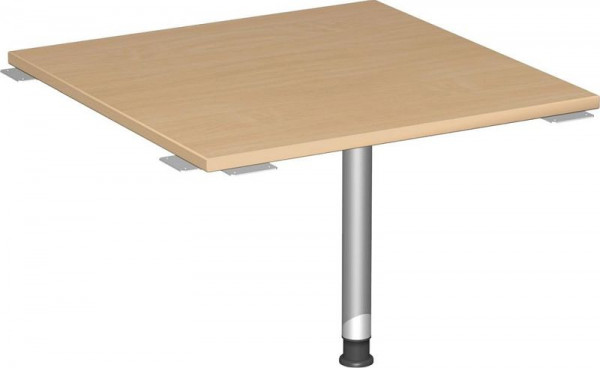 geramöbel plaque de liaison angle plein 90° avec pied de support, avec guide-câble, réglable en hauteur, 800x800x680-800, hêtre/argent, S-555008-BS