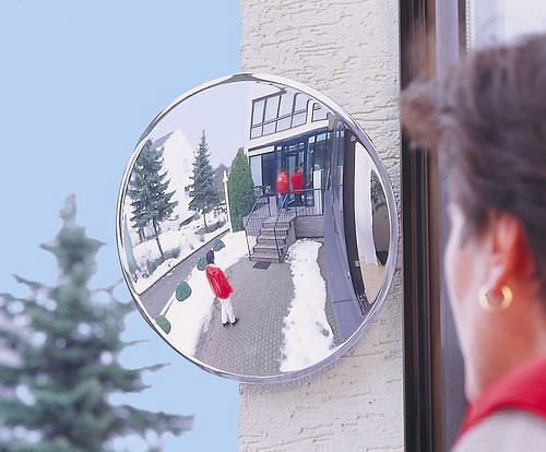 Miroir espion Moravia, en verre acrylique pour intérieur et extérieur protégé, Ø : 300 mm, 311149