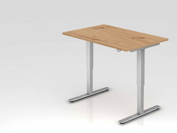 Bureau Hammerbacher XMST12, 120 x 80 cm, plateau : chêne noueux, épaisseur 25 mm, chant ABS 2 mm, forme rectangulaire, VXMST12/R/S
