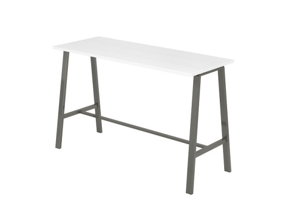 Hammerbacher Meeting Point A-foot 17, plaque : blanc, 25 mm, bord épais ABS, cadre : laque transparente mate 6x3cm, acier brut, repose-pieds : tube rectangulaire 4x2cm, VMPA17/W/T