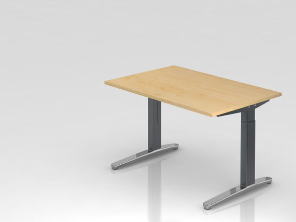Bureau Hammerbacher piètement C 120x80cm érable/graphite (poli), forme rectangulaire, VXB12/3/GC