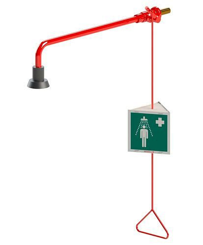 Douche de corps B-SAFETY, rouge, rosace fixe, mise en œuvre murale, DVGW, 306261