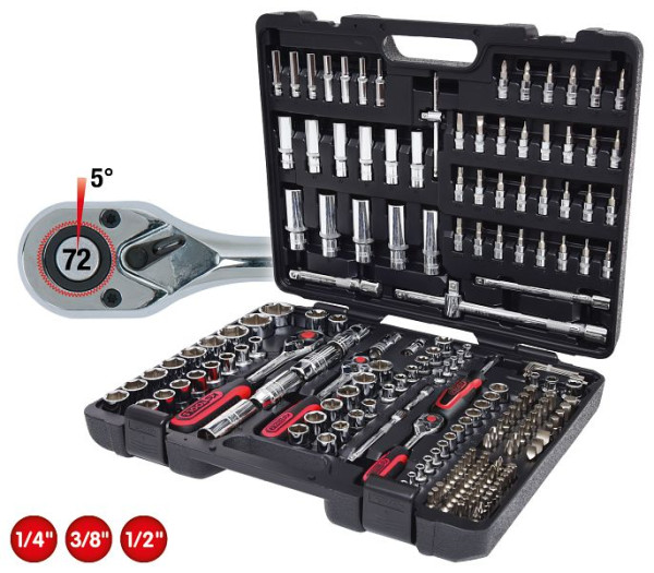 KS Tools Jeu de clés à douilles 1/4"+3/8"+1/2" CHROMEplus, 195 pièces, 918.0795