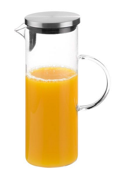Carafe en verre APS, Ø 9,5 cm, hauteur : 27 cm, 1,5 litre, verre, acier inoxydable, 10764
