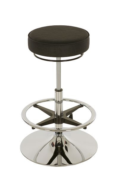 Assise / tabouret Lotz, siège en similicuir, noir, réglage de la hauteur du siège avec ressort à gaz chromé : 580 - 830 mm, repose-pieds inclus, 3875.8-10