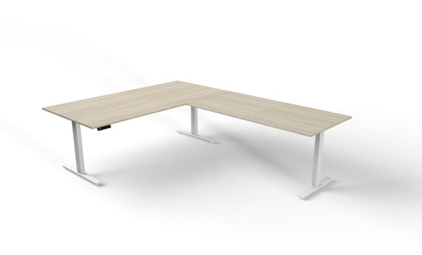 Table assis/debout Kerkmann L 2000 x P 1000 mm avec élément rapporté, réglable en hauteur électriquement de 720 à 1200 mm, Move 3, couleur : érable, 10384050
