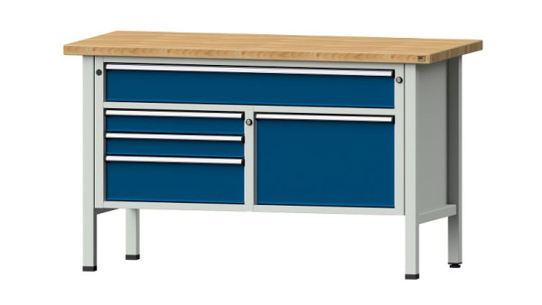 Établis ANKE Établi en caisson, modèle 256 V, 1500 x 700 x 890 mm, RAL 7035/5010, BMP 40 mm, 304.097