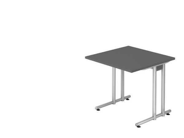 Bureau Hammerbacher pied C 80x80cm graphite/argent, VNS08/G/S
