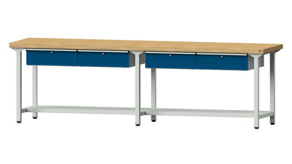 Bancs de travail ANKE table de travail, modèle 95, 2800 x 700 x 850 mm, RAL 7035/5010, BMP 50 mm, 400.434