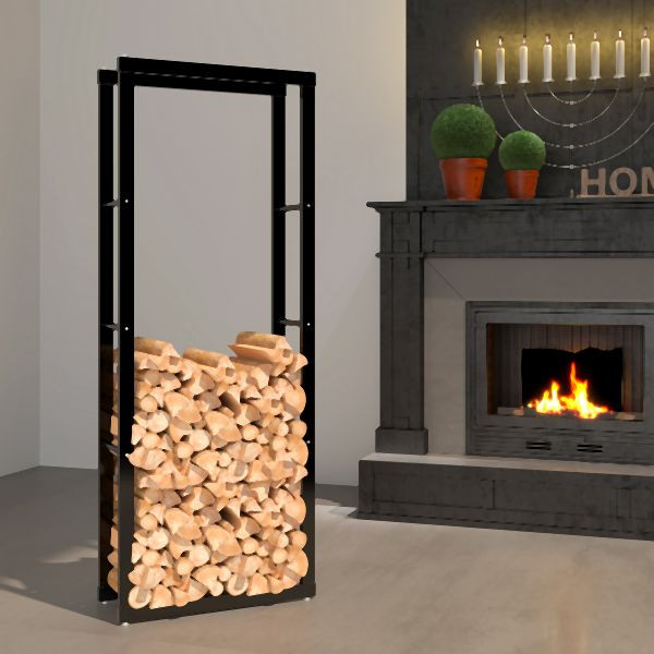 Support à bûches Metra pour intérieur et extérieur, support à bûches en métal extérieur 60x25x150 cm, 10903
