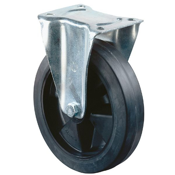 Rouleau de transport BS rollers, rouleau fixe, largeur de roue 30 mm, roue Ø 100 mm, capacité de charge 140 kg, pneus élastiques noirs, plastique, lot de 4, L410.B60.100