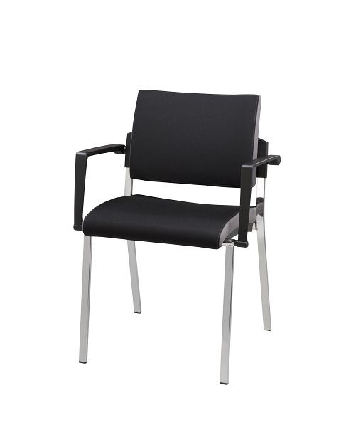 Chaise visiteur Hammerbacher, 4 pieds, lot de 2, noir, hauteur 80 cm, largeur d'assise 45 cm, VSBP1/D