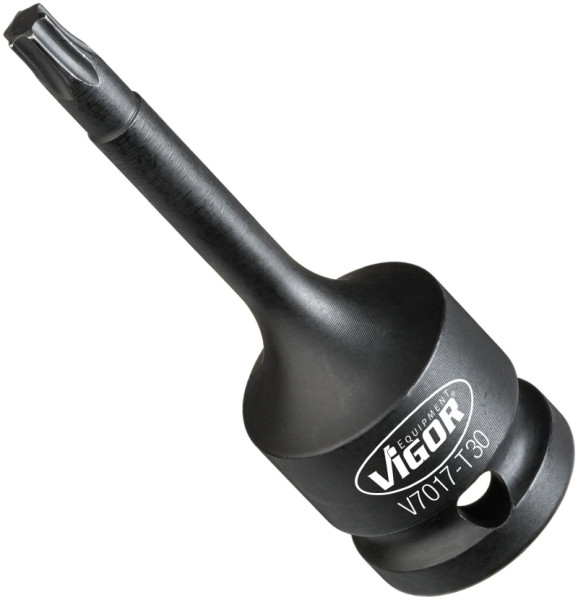 Embout de tournevis pour clé à chocs VIGOR, carré creux 12,5 mm (1/2 pouce), profil TORX interne, T30, V7017-T30