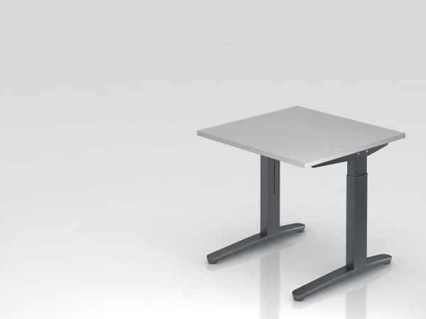 Bureau Hammerbacher pied C 80x80cm gris/graphite, forme rectangulaire, VXB08/5/GG