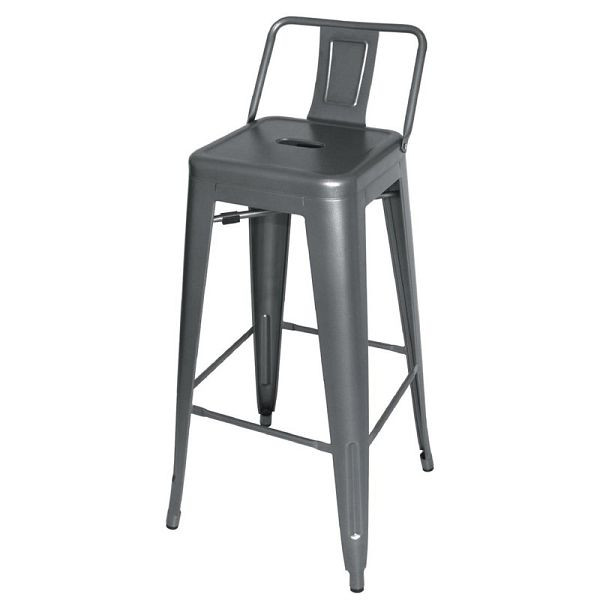 Tabouret Bolero Bistro en acier avec dossier Gun Metal Grey (4 pièces), DM935