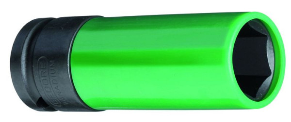 Douille de tournevis électrique GEDORE 1/2'' avec douille de protection hexagonale, forme longue, 19 mm, vert signalisation, 2178222