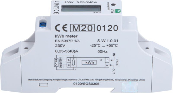 Compteur électrique KS Tools pour rail DIN monophasé, 117.7931