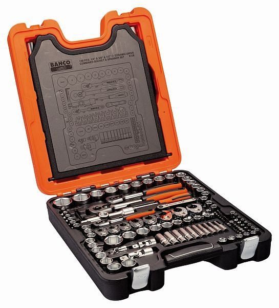 Jeu de clés à douille Bahco 3/8"+1/2"+1/4", 138 pièces, S138