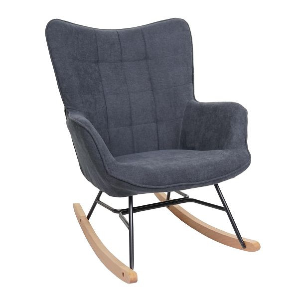 Chaise à bascule Mendler HWC-K36, chaise à bascule, chaise de relaxation, chaise TV, tissu/textile ÖKO-TEX, anthracite, 89752