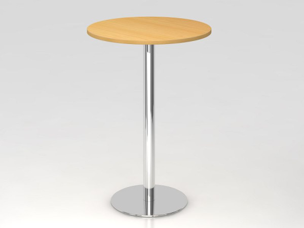 Table de bar Hammerbacher 80cm ronde hêtre/chrome, structure chromée, VSTH08/6/C