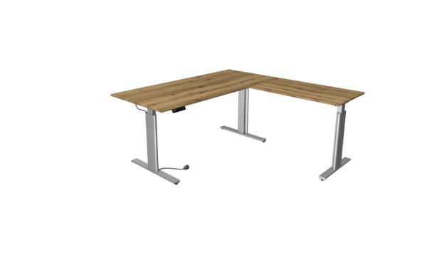 Table assis/debout Kerkmann Move 3 tubes, L 1800 x P 800 mm, élément rapporté 1000 x 600 mm, réglable en hauteur électriquement 720-1200 mm, chêne, 10234055