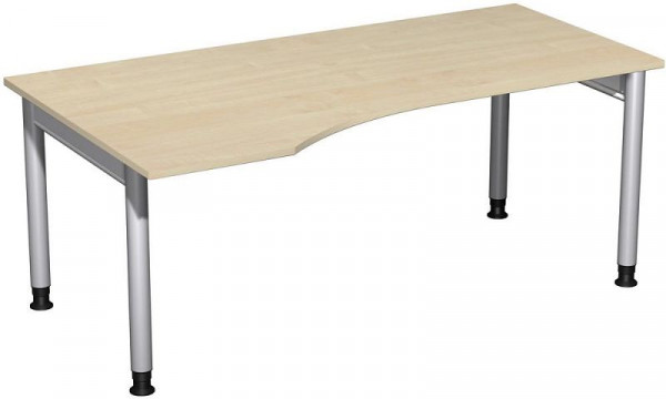 Bureau PC geramöbel gauche, réglable en hauteur, 1800x1000x680-820, érable/argent, N-657306-AS
