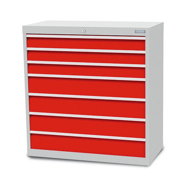 Armoire à tiroirs Bedrunka+Hirth, série T500-9, avec 7 tiroirs, hauteur de façade en mm : 3x 100, 4x 150, 90.340A