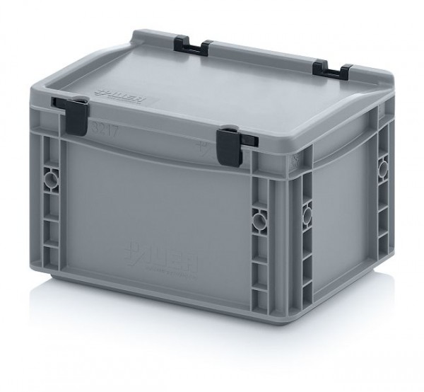 Conteneur Euro Auer avec couvercle à charnière, LxPxH: 30 x 20 x 18,5 cm, poignées: fermées, ED 32/17 HG