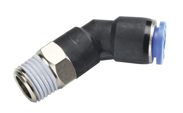 temporisateur B-WEdWk-8-1/2-KU-bl-45°, raccord vissé coudé 45°, conique réglable sans pression, UE : 10 pièces, 03220603