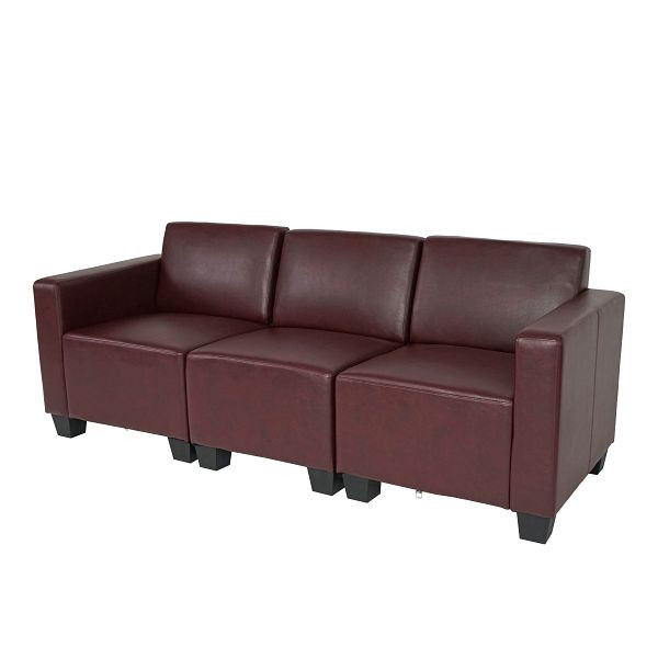 Mendler Canapé modulaire 3 places Couch Lyon, similicuir, rouge-brun, 75174+75175+75176