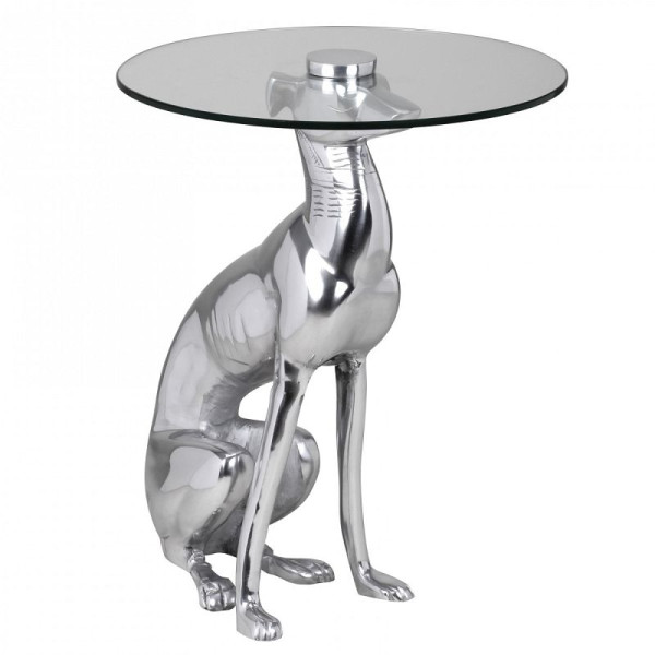 Wohnling Design table d'appoint décorative figure CHIEN en aluminium en argent, WL1.628