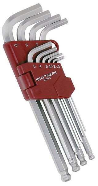 Jeu de clés Allen à tête sphérique Kraftwerk 10 pièces 1,5-10 mm, 3602