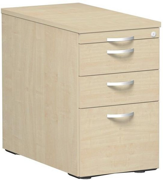 conteneur debout geramöbel avec dossiers suspendus et 2 tiroirs en métal, guide de tiroir à roulettes en métal, 438x800x720, érable/érable/érable, N-0308HR1-AAA